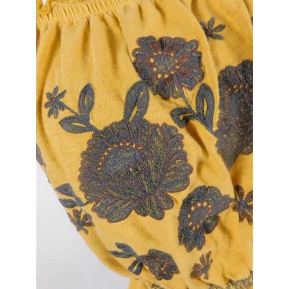 AE Yellow Off Shoulder Floral Crop Tee Boho Witch L - Picture 2 of 11